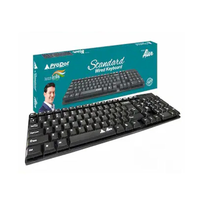 PRODOT Qwerty Made In India Keyboard With Low Profile Keys, Spill Resistant Design For Windows, Mac, Pc, Laptop (Kb-Alive), USB