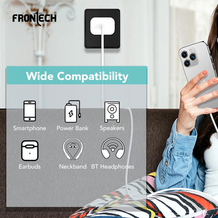 FRONTECH 12W/2.4A Single USB Port Mobile Charger, Comes with Type-C Data Cable, Supports Ultra Fast Charging, Quick Charge 3.0, Fuse Protection (0951CW, White) - Image 8