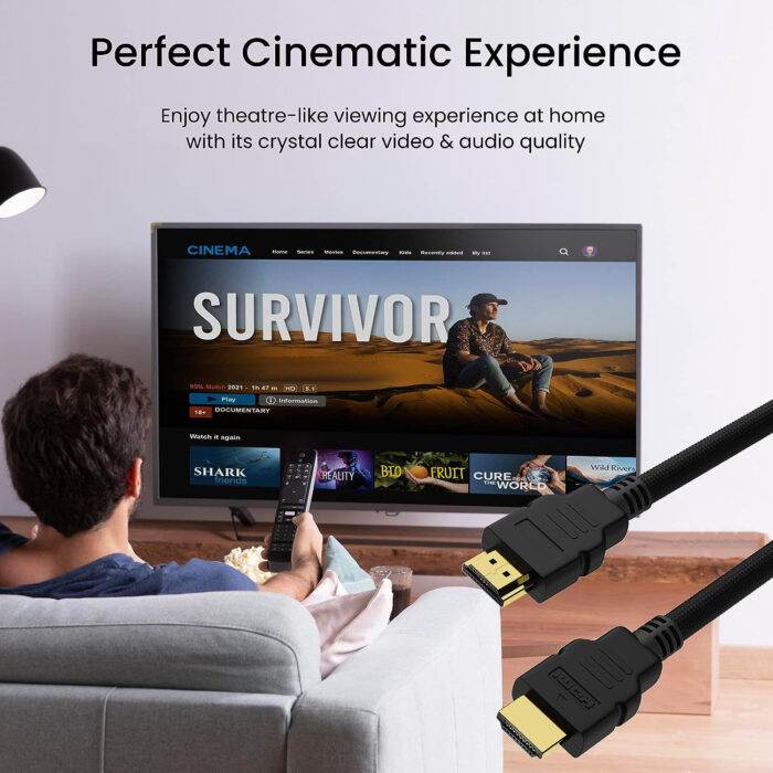 1.5m High Speed HDMI Cable Supports 3D, 4K, ARC & CEC Extension, Gold Plated Connectors, Compatible with HDMI-Enabled TV, Set Top Box, Blu-ray, Gaming Consoles (Black) - Image 4