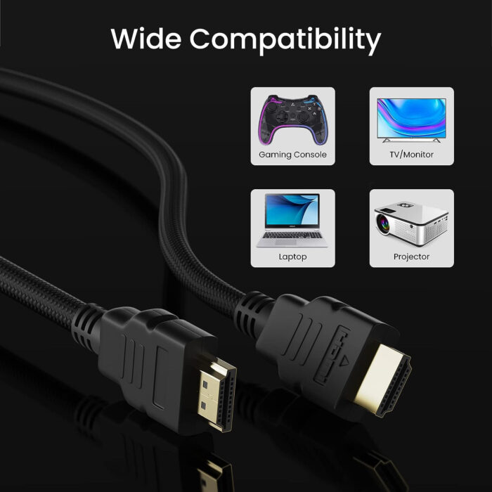 1.5m High Speed HDMI Cable Supports 3D, 4K, ARC & CEC Extension, Gold Plated Connectors, Compatible with HDMI-Enabled TV, Set Top Box, Blu-ray, Gaming Consoles (Black) - Image 7