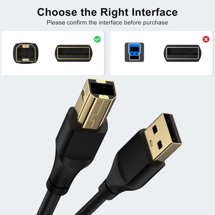 High Speed USB 2.0 (1.5 Meter) Printer Cable USB Scanner Cable A Male to B Male Compatible with Printers, Scanner for Canon, Brother, Dell, HP, Samsung, Lexmark, - Image 5